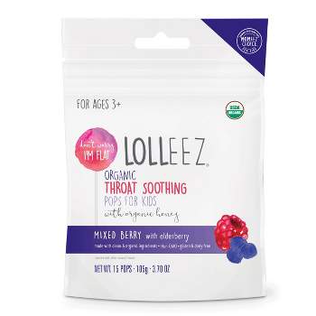 Lolleez Organic Throat Soothing for Kids' Lollipop - Mixed Berry/Elderberry - 15ct