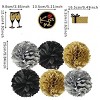 New Year Party Decorations Set with Black Gold Banner, Bunting, 6 Ceiling Swirls & Tissue Pom Poms for New Year's Eve - 4 of 4