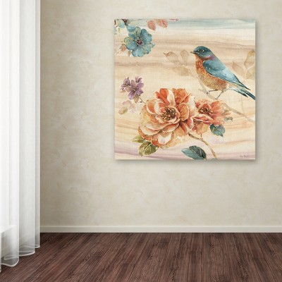 Spiced Nature III 24x24 Canvas Art with Blue and Gold Bird