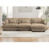 Aukfa Camel Velvet Large  Sofa with Bolster Armrests, Waist & Throw Pillows – Modern Couch for Living Room, Bedroom or Office - 3 of 4