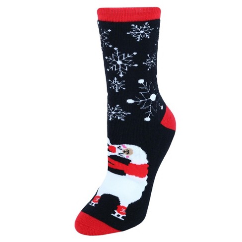 Ctm Women's Holiday Super Soft Crew Sock With Grippers, Black : Target