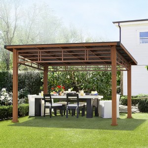 Arceso Hardtop Gazebo, Outdoor Pergola with Metal Roof, Wooden Frame & Permanent Patio Canopy, Pavilion Grill Gazebo for Patio, Backyard, Garden - 1 of 4