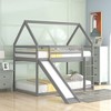Grungis Twin Size Loft Bed with Slide and Ladder,House Shaped Bunk Bed with Safety Guardrail,Modern Loft and Bunk Bed for Bedroom - 2 of 4