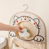 Anna-Kaci Hanging Cat Design Storage Organizer with Hook and Dual Compartments - Beige - 3 of 4