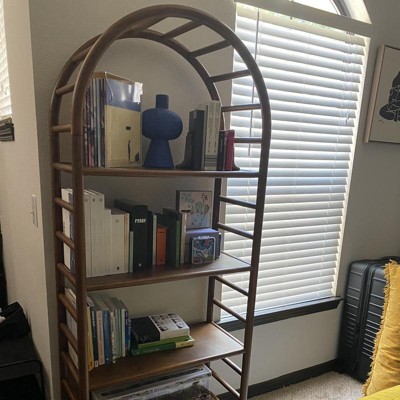72" Holladay Curved Wooden Bookcase Natural - Threshold™ Designed With