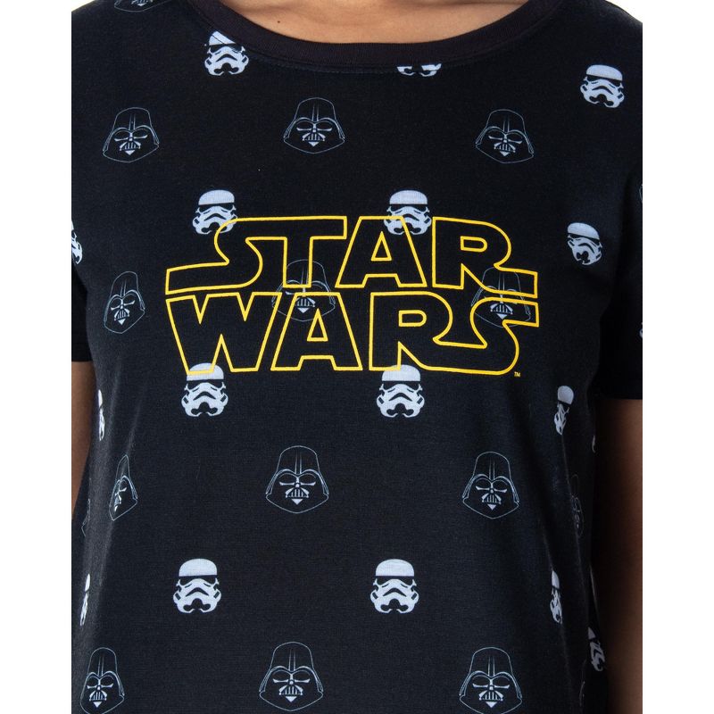 Star Wars Women's Darth Vader and Trooper Heads Shirt and Shorts Pajama Set Black, 3 of 6
