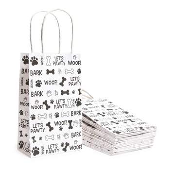 Poever Samll White Paper Gift Bags 5.25x3.75x8 Kraft White Shopping Bags  with Handles Bulk