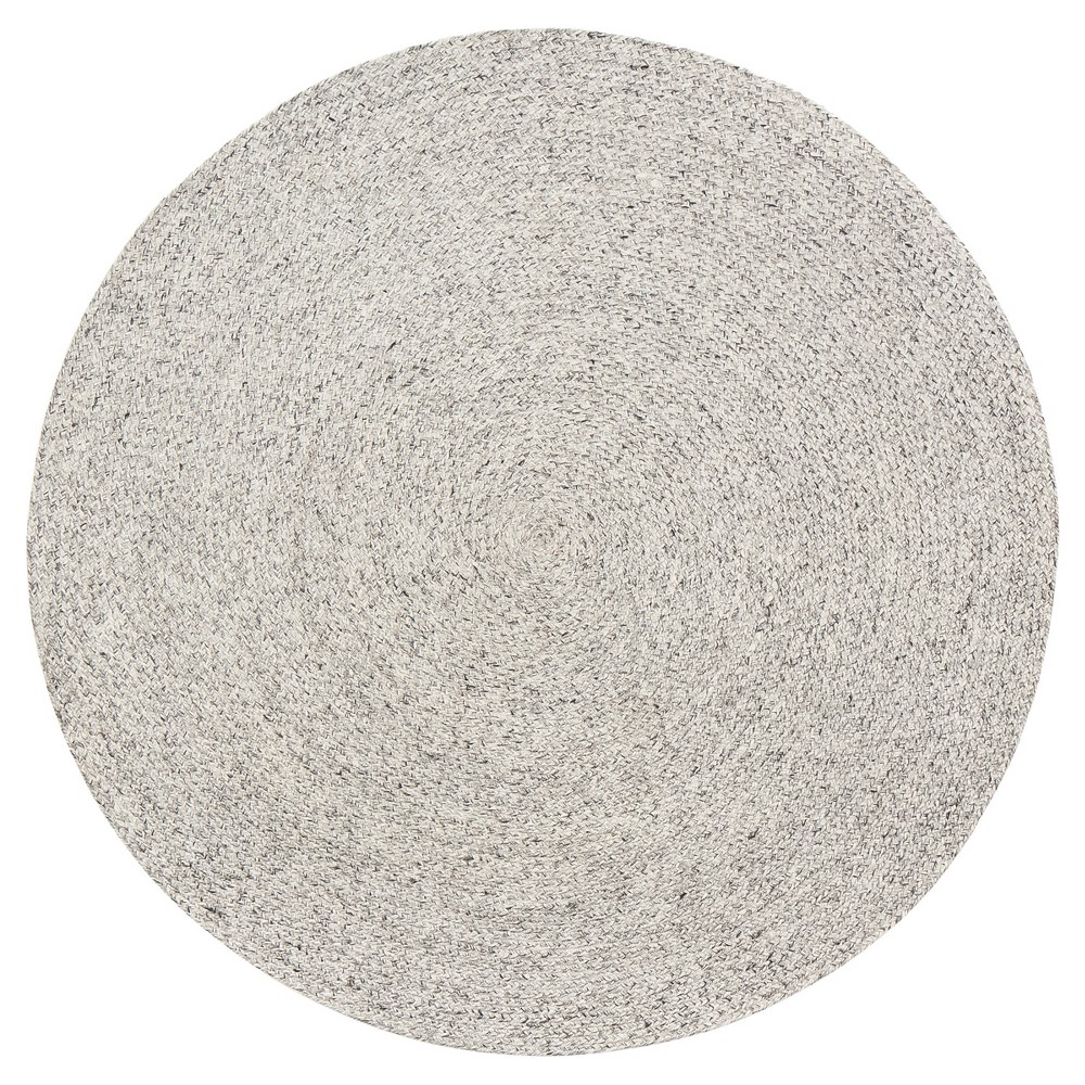Light Gray Solid Braided Round Area Rug 6' - Anji Mountain