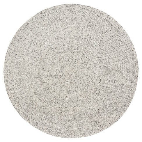 Light Gray Solid Braided Round Area Rug, Round Gray Rug