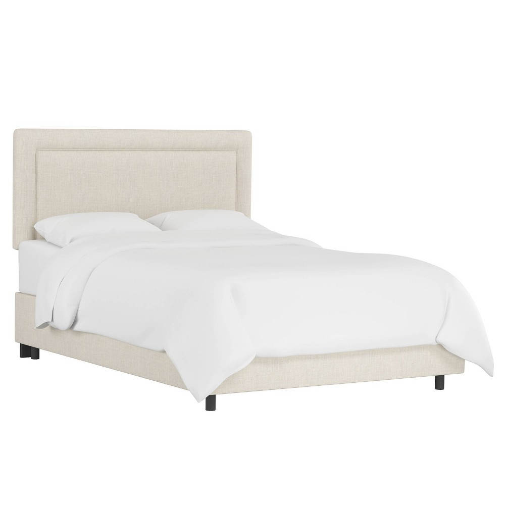 Photos - Bed Skyline Furniture King Empire Linen Upholstered  Talc: Sturdy Pine & Metal Frame, Modern Design