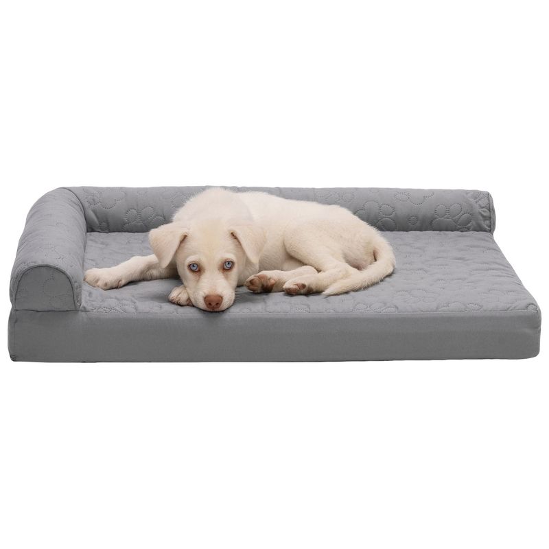 FurHaven Paw-Quilted Memory Top Deluxe L-Chaise Dog Bed, 1 of 4