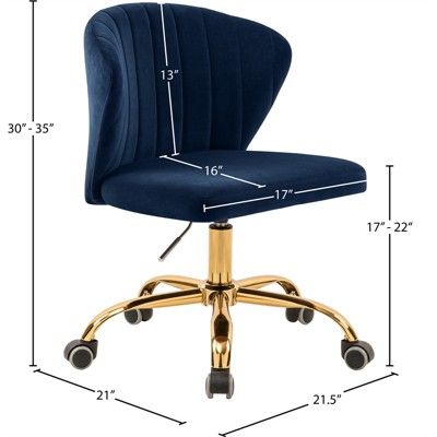 Navy Velvet and Gold Armless Swivel Office Chair