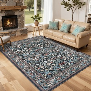 Non-Slip Floral Carpet, Machine Washable, Soft Short-Pile Indoor Rug, Perfect for Bedrooms, Dining Rooms, Dormitories, and Offices. - 1 of 4