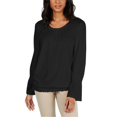 Style & Co. Womens Smocked Hem Pullover Blouse