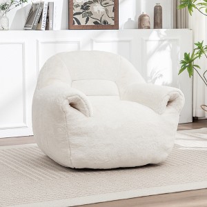 Lyngins Faux Fur Bean Bag Chairs for Kids and Adults,Lazy Chairs with Back Support and Armrests for Living Room - 1 of 4
