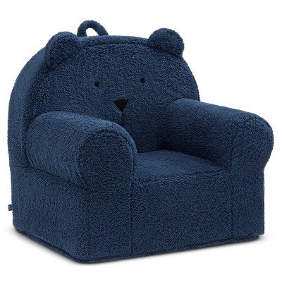 Navy Faux Shearling Bear Chair with Kid-Friendly Handle