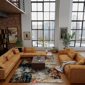 Modern Abstract Living Room Area Rug, Washable Rugs for Bedroom Non Slip, Soft Carpet for Dining Room Home Decor - 1 of 4