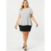Agnes Orinda Women's Plus Size Polka Dots Fashion Workout Elegant Short Sleeves Peplum Top - 3 of 4
