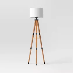 Wood Tripod Floor Lamp with Shelf Brown - Threshold™