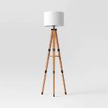Tripod Floor Lamp with Shelf Brown Wood - Threshold™