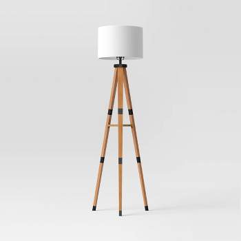 Tripod Floor Lamp with Shelf Brown Wood - Threshold™