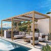 PURPLE LEAF Louvered Pergola Outdoor Aluminum Pergola with White Adjustable Rainproof Roof Wood Grain Frame Hardtop Gazebo for Patio Deck Garden - 2 of 4