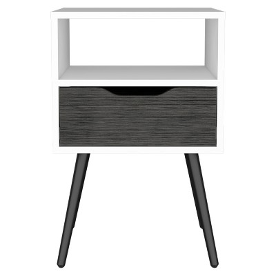 NicBex Nightstand with 1 Drawer,Modern Side Table with Storage Space and Open Shelf,Bedside Table for Bedroom,Living Room,White Brown