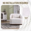 Akoasm 360 Degree Swivel PU Accent Lounge Swivel Barrel Chair With Wood Legs For Living Room, Office & Bedroom-White - 3 of 4