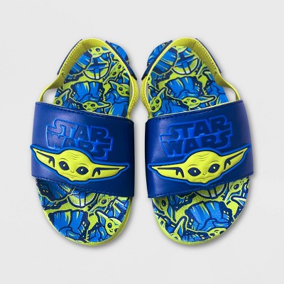 Boys' Disney Star Wars Baby Yoda Slide Sandals - Green 2-3 - Disney Store
