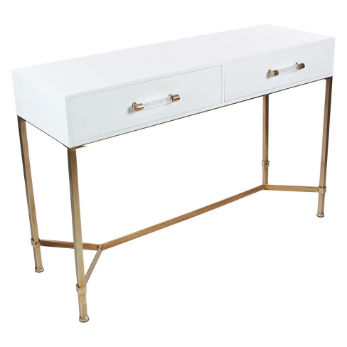 Metal And Wood Rectangular Console, Wood And Iron Console Table With Drawers