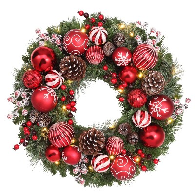 Haute Décor 26" Pre-lit Decorated Christmas Artificial Wreath