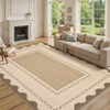 Modern Bordered Living Room Bedroom Rugs, Scalloped Washable Non Slip Dining Room Carpet, Accent Home Decor Rugs - 2 of 4