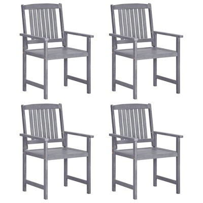 Garden Chair Set of 4 Grey Solid Acacia wood Standard Durable vidaXL