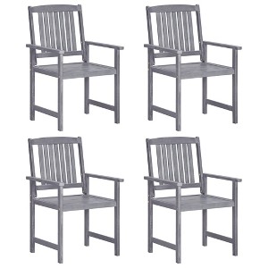 Garden Chair Set of 4 Grey Solid Acacia wood Standard Durable vidaXL - 1 of 4