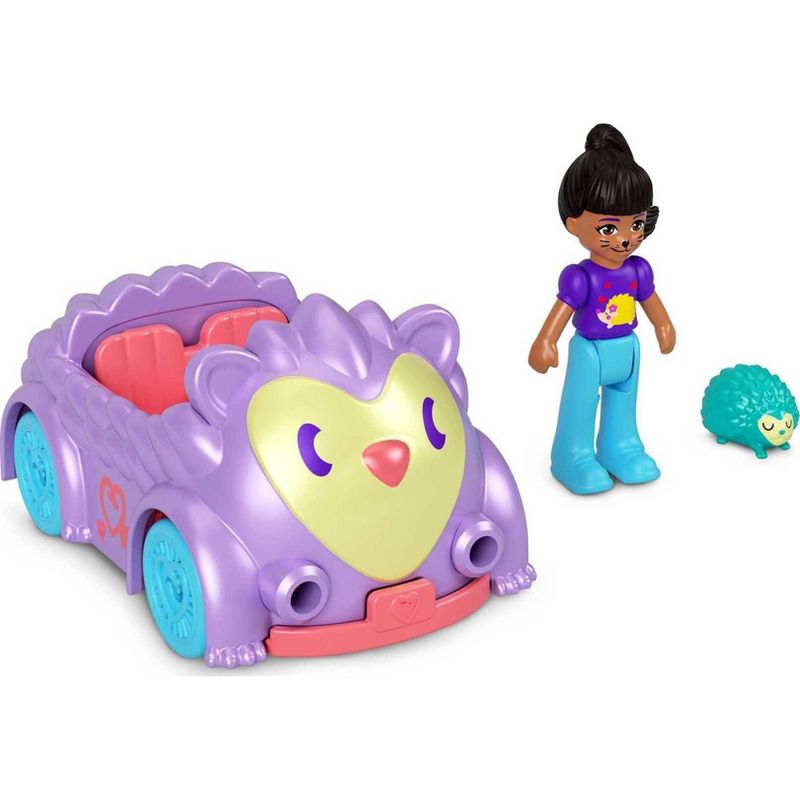 Polly Pocket Pollyville Micro Doll with Hedgehog-Themed Car and Mini Hedgehog, 1 of 5