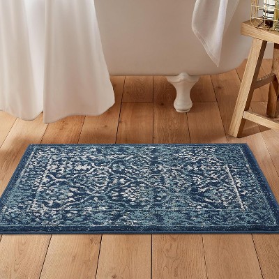 Vintage Rug Light Grey Oriental Floral Door Mat Medallion Small Carpet Traditional Accent for Entrance Living Room Kitchen