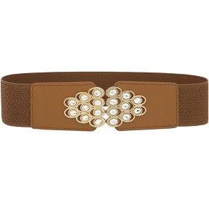 INSPIRE CHIC Women's Fashion Rhinestone Wide Elastic Thick Stretch Belts 1 Pc - 1 of 4