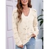 Coolmee Women's Lightweight Crochet Cardigan Casual V Neck Long Sleeve Button up Bolero Shrug Sweater - 2 of 4