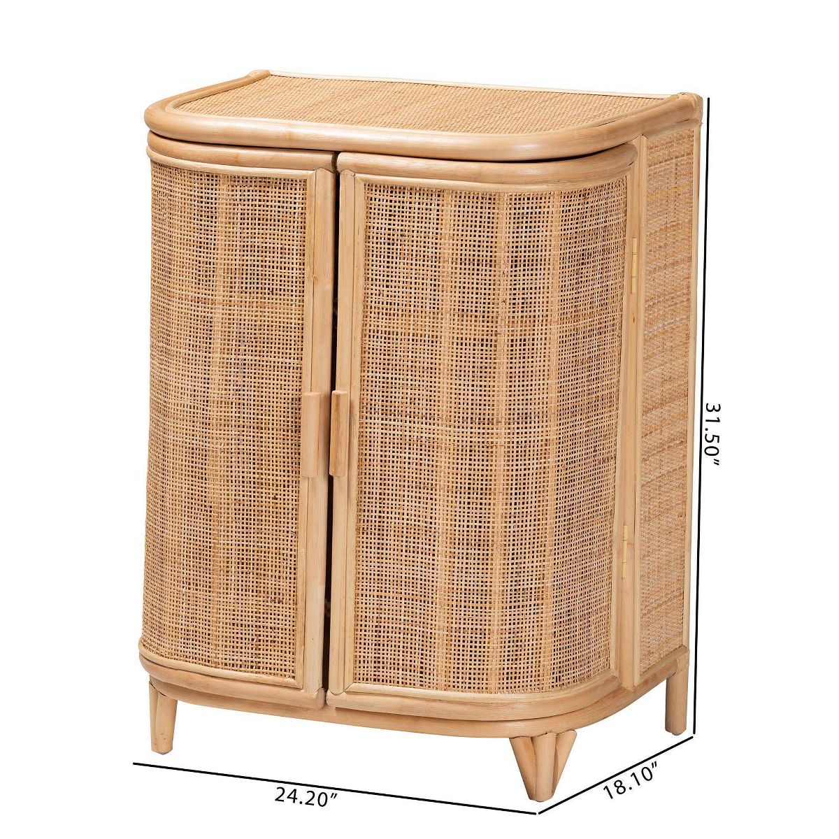 bali & pari Yanka Natural Rattan Storage Cabinet Natural: Handcrafted, 2-Shelf, Bohemian Design - thumbnail 10