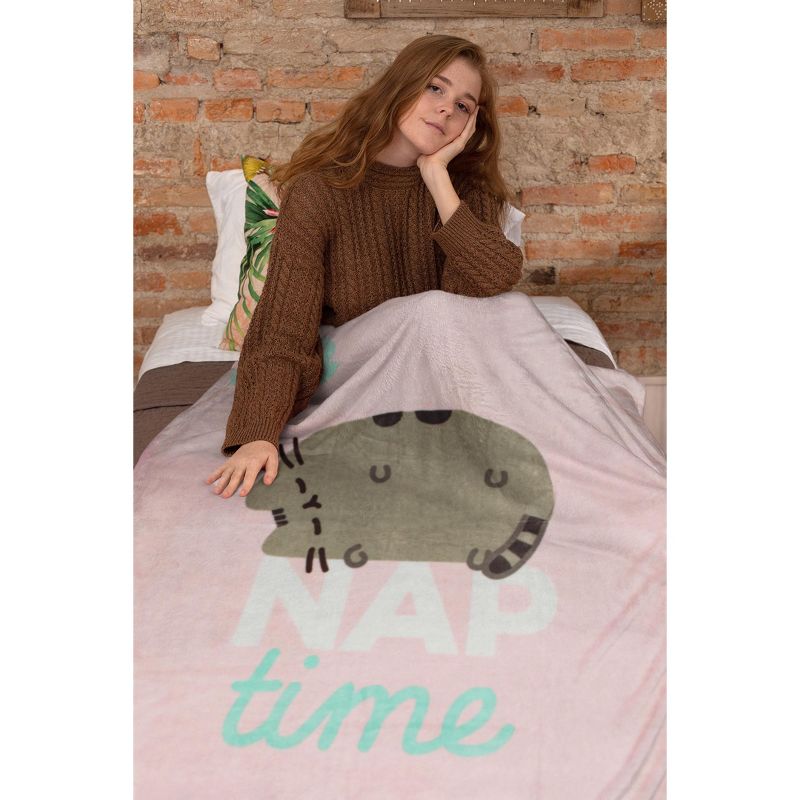 Pusheen The Cat Nap Time 45" x 60" Plush Fleece Throw Blanket Pink, 5 of 6