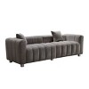 87.4'' Dark Gray Velvet 3 Seater Sofa with Bubble Upholstery, Modern Upholstered Couch with Metal Legs and 2 Pillows for Living Room-Maison Boucle - 3 of 4