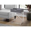Vynxaria Contemporary Modern Accent Table Grey Laminate (Wood-Grain), Chrome Metal X-Frame, Storage Drawer - 2 of 4