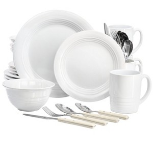 Gibson 32 Piece Stoneware Dinnerware and Stainless Steel Flatware Combo Set - 1 of 4