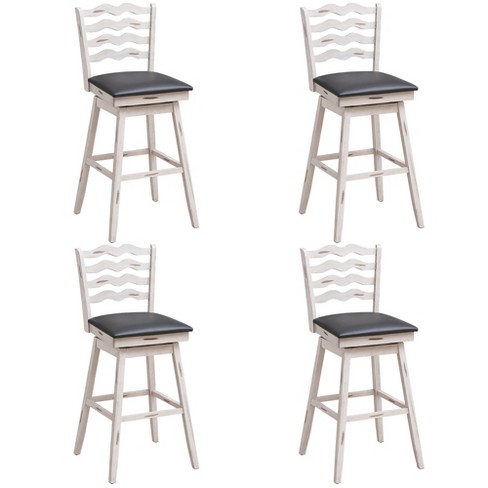 Costway Set of 4 Swivel Bar Stools Bar Height Upholstered  Faux Leather Dining Chairs - image 1 of 4