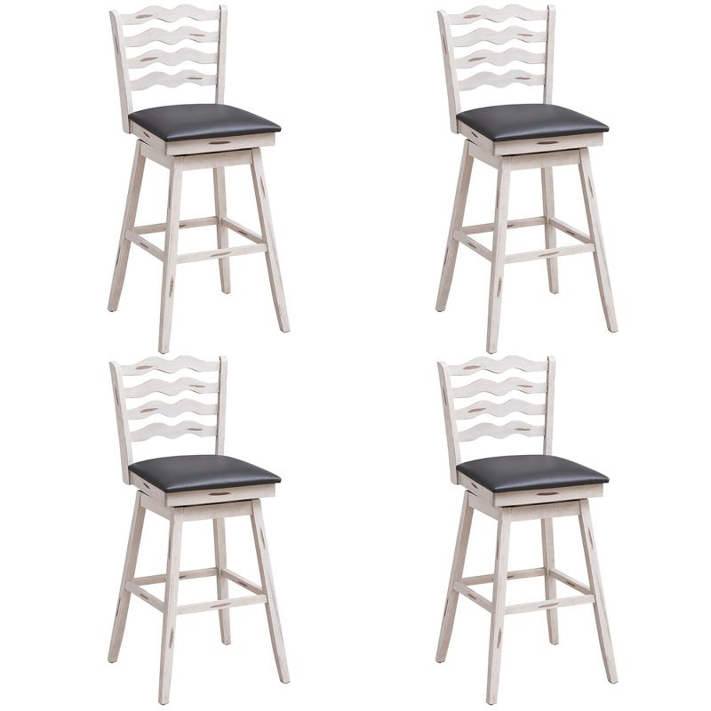 Costway Set of 4 Swivel Bar Stools Bar Height Upholstered  Faux Leather Dining Chairs, 1 of 10
