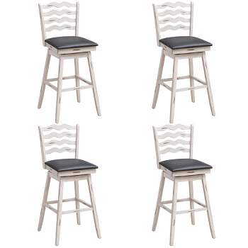 Costway Set of 4 Swivel Bar Stools Bar Height Upholstered  Faux Leather Dining Chairs