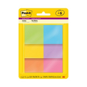 Post-it® Super Sticky Notes, 1 7/8 in. x 1 7/8 in., Energy Boost Collection, 6 Pads/Pack, 45 Sheets/Pad: Multicolor, Uncoated Paper - 1 of 4