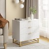 White 3-Drawer Dresser for Bedroom, Modern Wood Chest with Golden Metal Legs, Storage Organizer for Clothes, Entryway or Hallway - 2 of 4