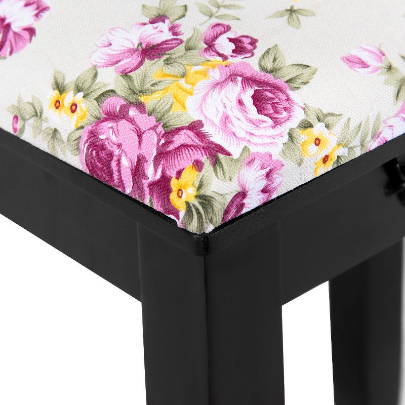 Tangkula MDF Dressing Stool Old-fashioned Vanity Chair Cushion Padded Seat w/ Rose Pattern, 5 of 9