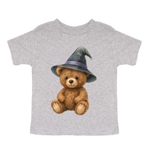 Watercolor Witchy Bear - Kids Youth Short Sleeve Tee and Toddler Short Sleeve Tee - 1 of 2